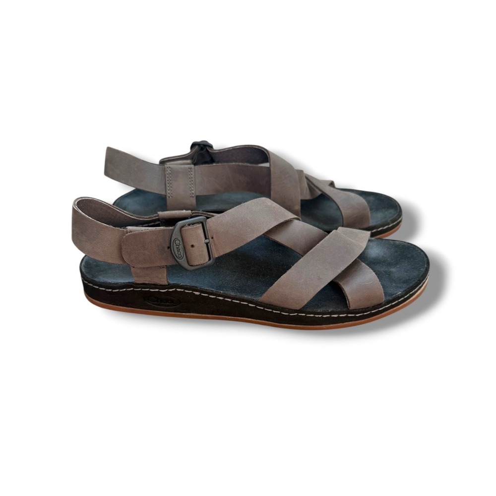 Chaco Wayfarer Tornado Sandals Womens 8 Taupe Gray Leather Strappy Buckle